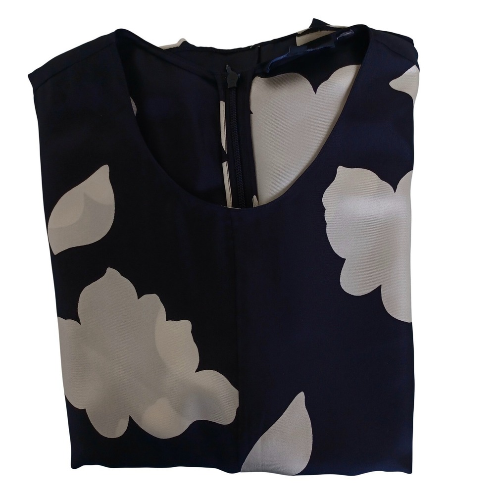 Theory Nophella NS Petal Silk Large‎ Floral Midi Dress Black Cream Size 4 - Picture 7 of 11